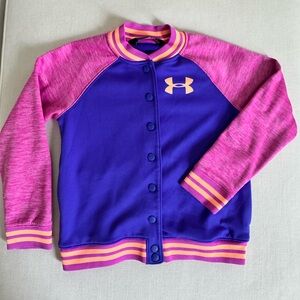 Easter Girls Under Armour Varsity Jacket Medium YMD (8-10) Purple Pink Bomber